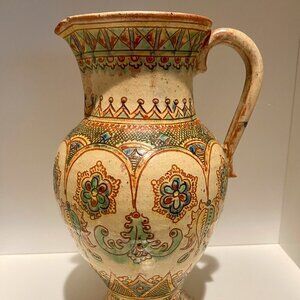 Tall ceramic pitcher in Hutsul style design
